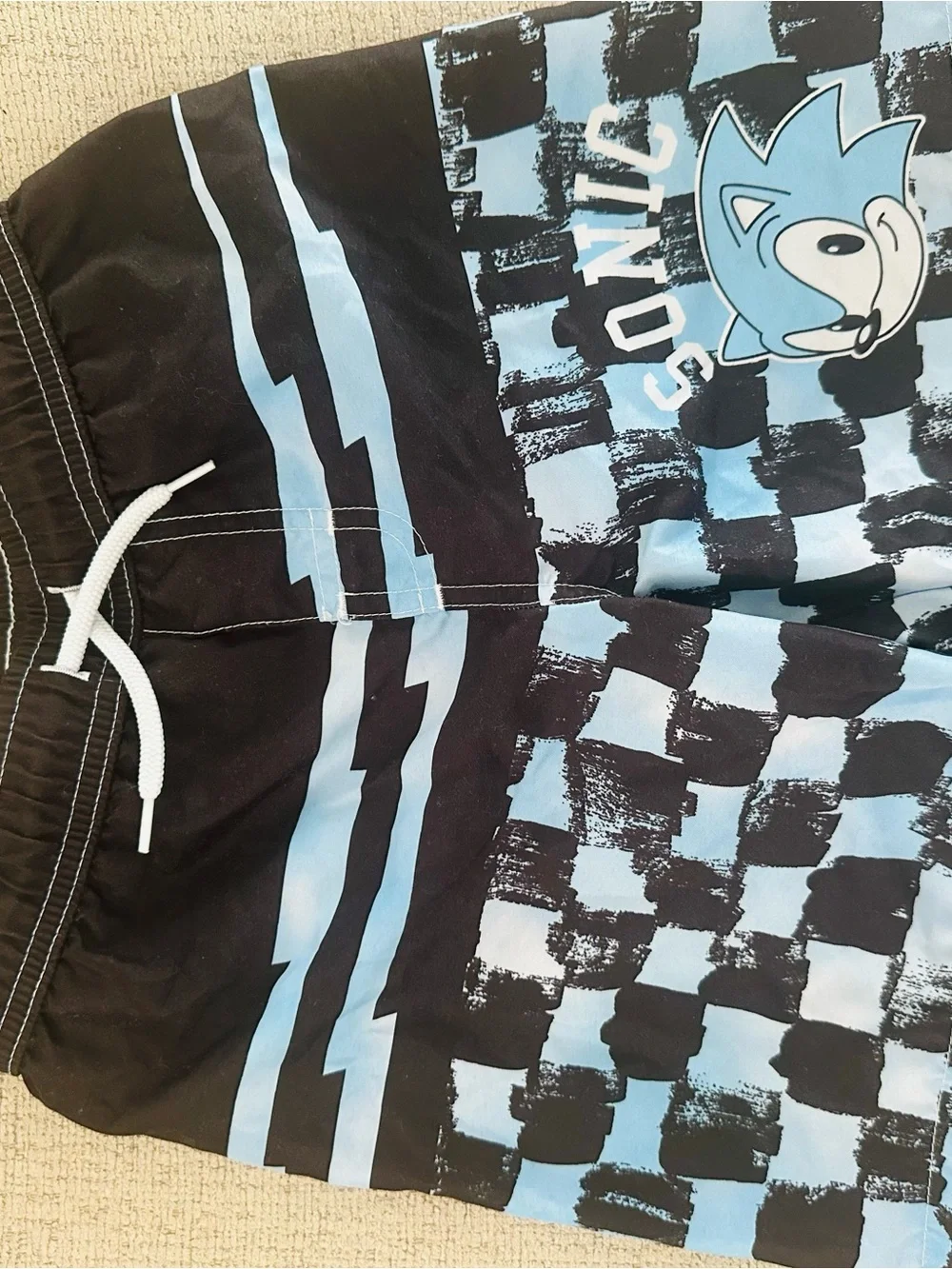 Kids Black & Light Blue Sonic Swim Shorts